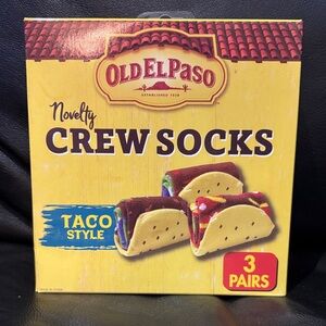 Box of 3 Pairs Old El Paso Novelty Taco Style Crew Socks